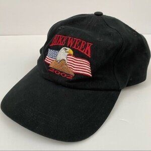 Cameo Bike Week 2002 Bald Eagle American Flag Embroidered Black Vtg 00s Cap Hat